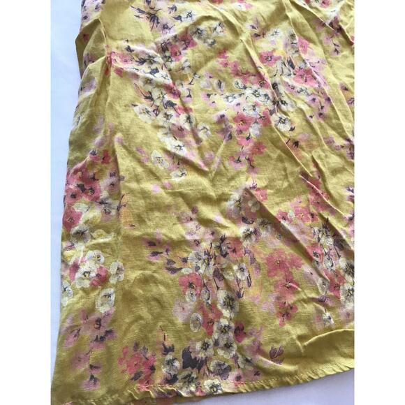 NWT Bellambra Pure 100% Linen Bow Dress Mustard Yellow Pink Floral Boho Sz XS - Picture 2 of 10